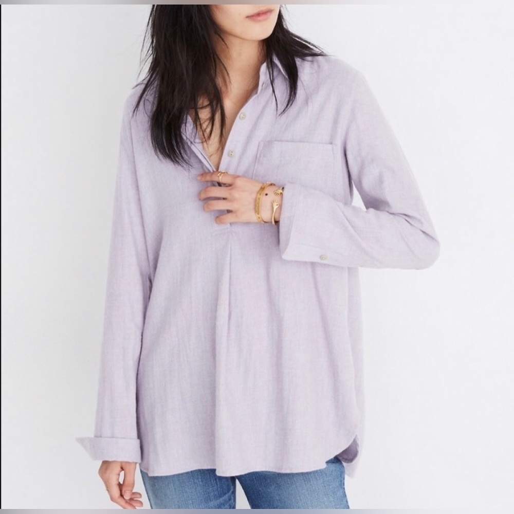 MADEWELL Flannel Classic Ex-Boyfriend Button Back Size XS in Heather Thistle NWT